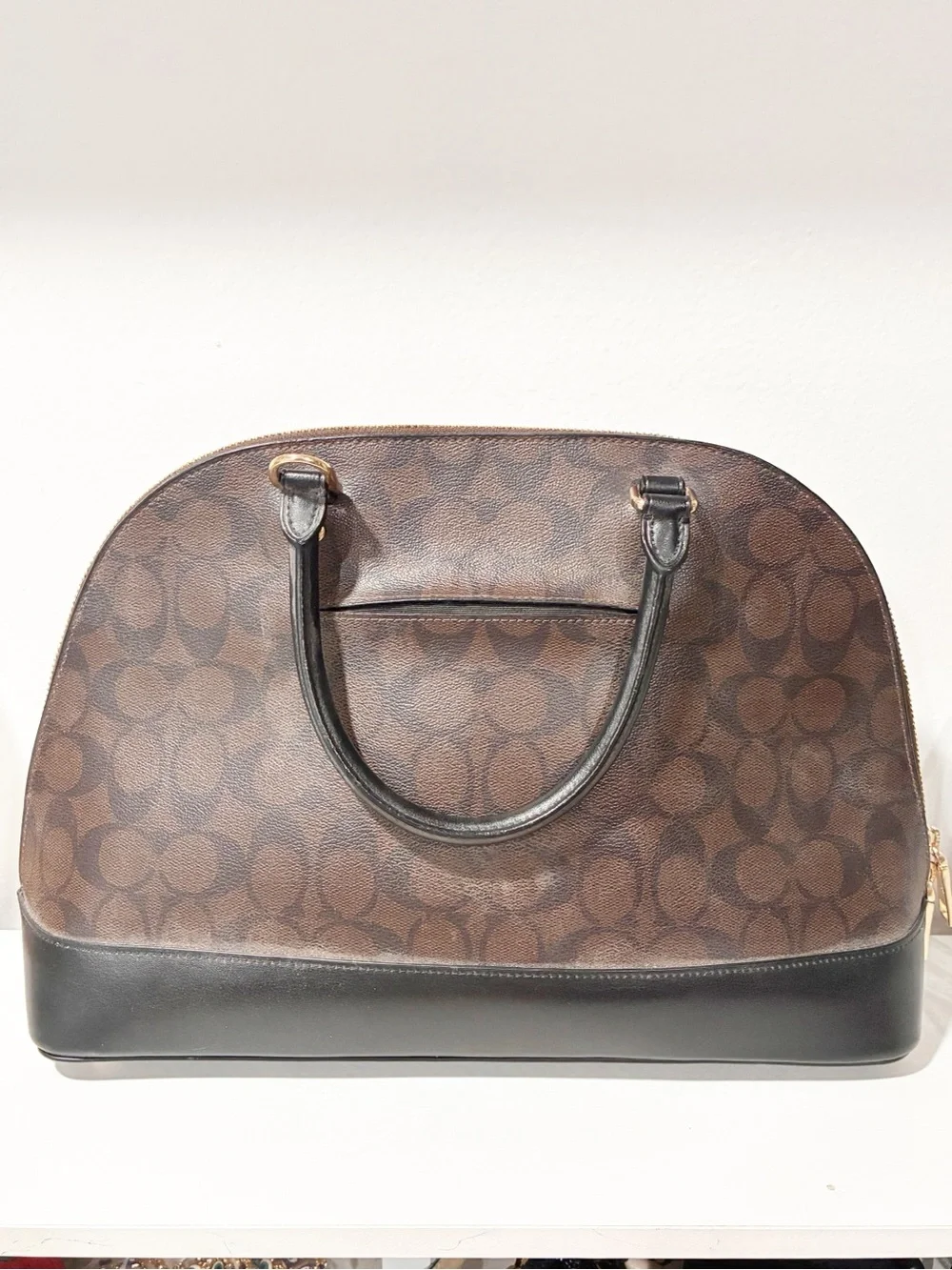 Coach Katy Satchel In Signature Canvas Brown Black Shoulder Bag